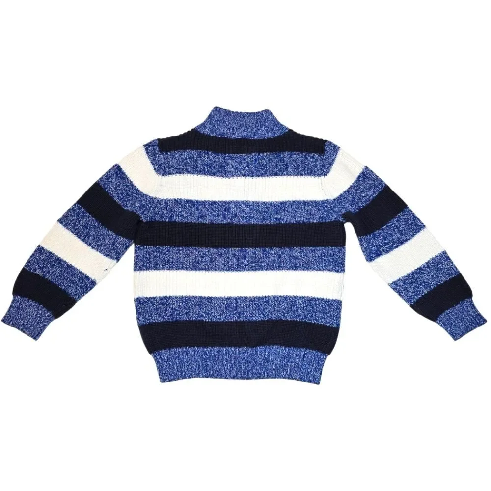 OshKosh B'gosh Blue and White Striped Sweater Size 4T Cozy Cotton